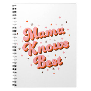 Mama Knows Best Pink Brown Sweet Retro Lettering Notebook