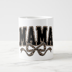 Mama Leopard Coquette Bow – Retro Varsity Mama Des Large Coffee Mug