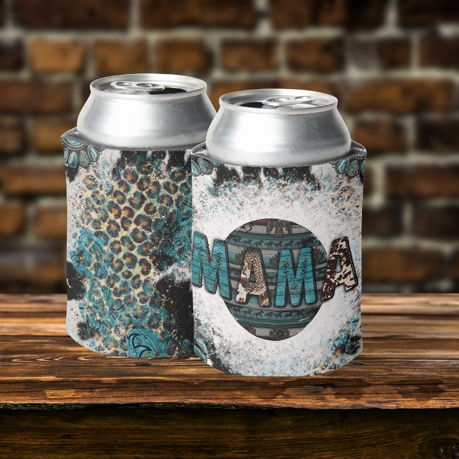 Mama Leopard Cow Turquoise sublimation Can Cooler (Creator Uploaded)