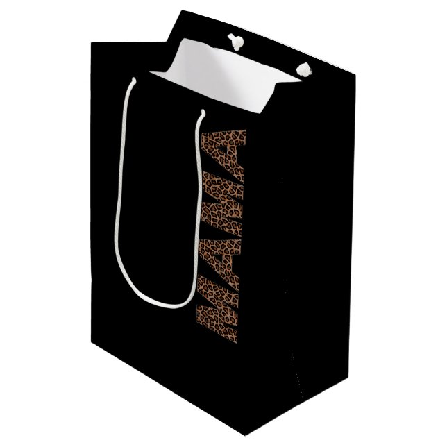 'Mama' Leopard Design Trendy Birthday Gift  Medium Gift Bag (Front Angled)