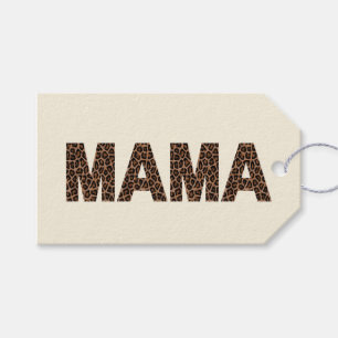 'Mama' Leopard Design Trendy Warm Ivory Birthday Gift Tags