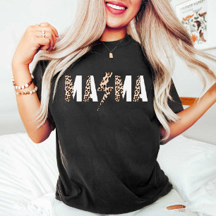 Mama Leopard Print Mothers Day or Birthday Black T-Shirt