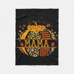 Mama Leopard Print Pumpkin For Mum Mama Women Fall Fleece Blanket
