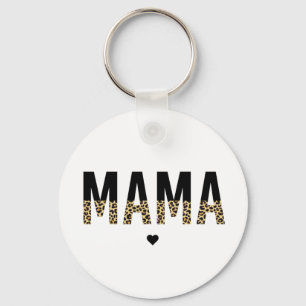 Mama Leopard print Typography Mum Gifts Key Ring