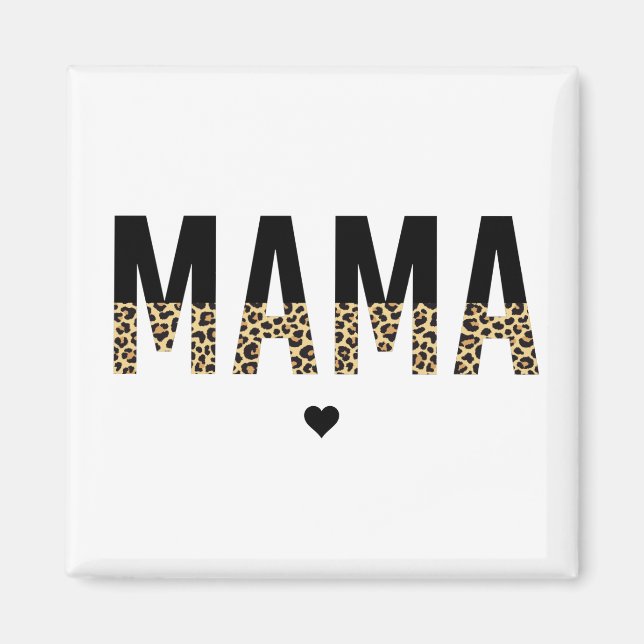 Mama Leopard print Typography Mum Gifts Magnet (Front)
