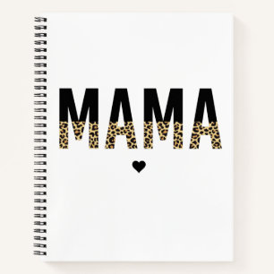 Mama Leopard print Typography Mum Gifts Notebook