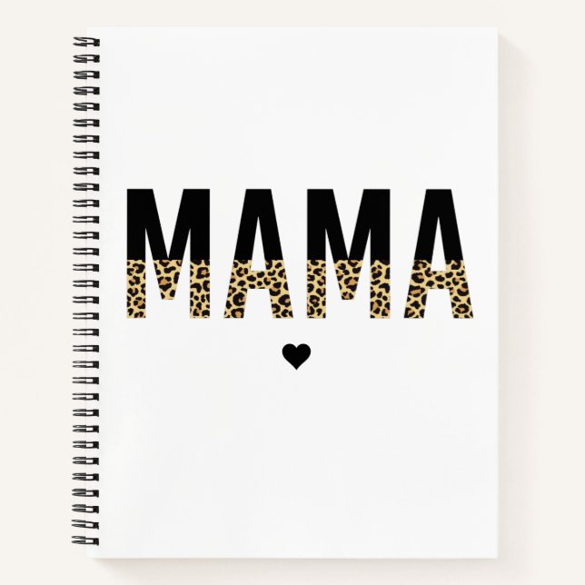 Mama Leopard print Typography Mum Gifts Notebook (Front)