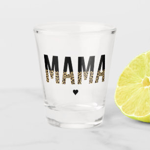 Mama Leopard print Typography Mum Gifts Shot Glass