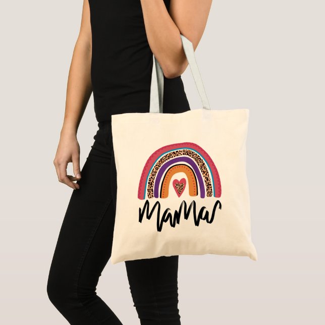 Mama Leopard Rainbow Tote Bag (Front (Product))