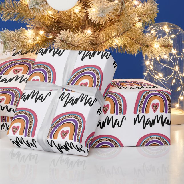 Mama Leopard Rainbow Wrapping Paper (Holidays)