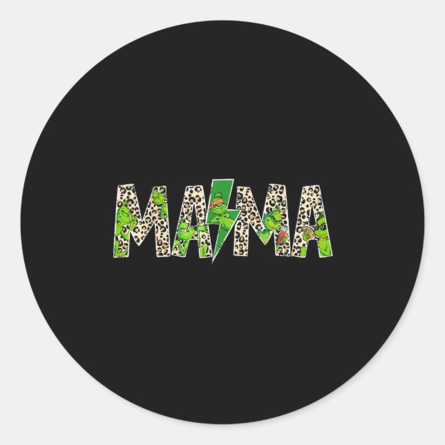 Mama Leopard Retro Mum Nanny Grandma Mother's Day  Classic Round Sticker (Front)
