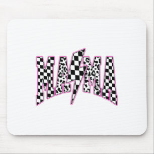Mama Lightning Bolt Checkered Leopard Varsity Moth Mouse Pad