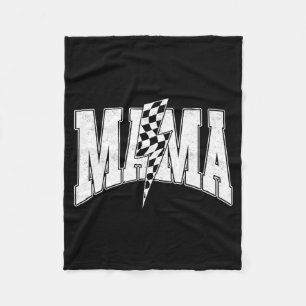 Mama Lightning Bolt Checkered Mom Women Mother's D Fleece Blanket