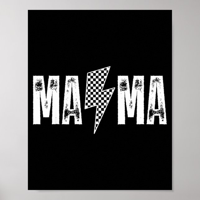Mama Lightning Bolt Distressed Graphic Retro Mum Poster (Front)