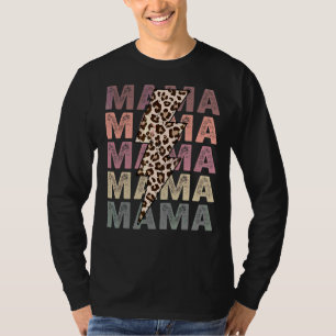 Mama Lightning Bolt Leopard Mum Life Mother's Day T-Shirt