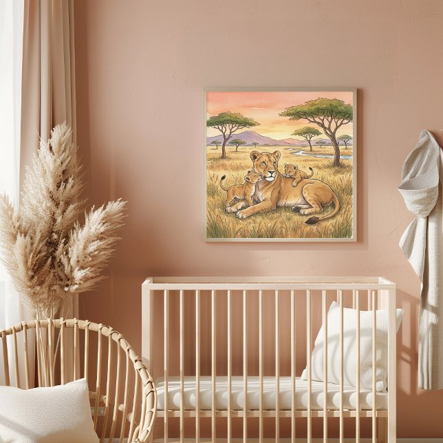 Mama Lion and Cubs Nursery Poster (Creator Uploaded)