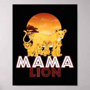 Mama Lion - Big Cat Family Mother Children Tee  Poster