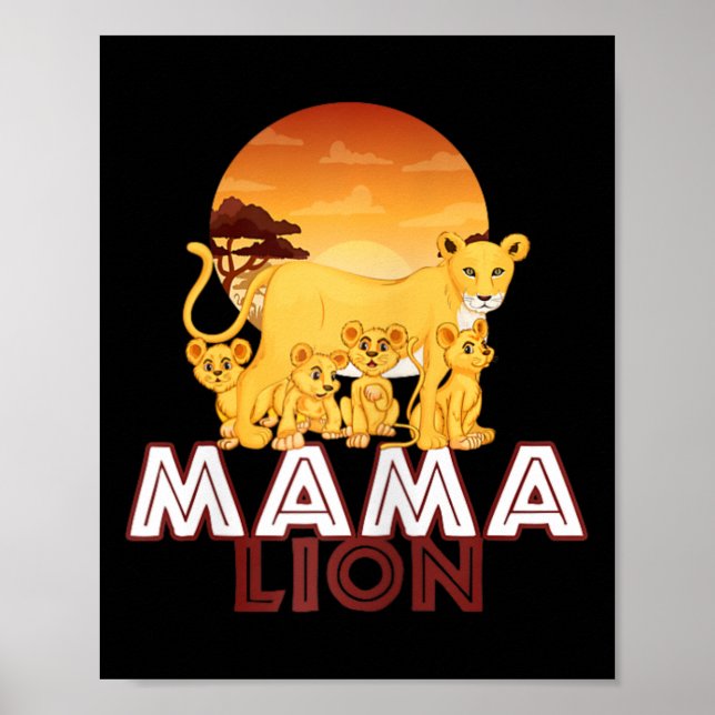 Mama Lion - Big Cat Family Mother Children Tee  Poster (Front)