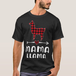 Mama Llama Christmas Pajama Red Plaid Buffalo Fami T-Shirt