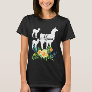 Mama Llama Floral Mum of two Flower Alpaca Llamas T-Shirt
