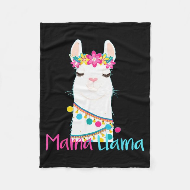 Mama Llama Funny Mother's Day Shirt For Women Mom  Fleece Blanket (Front)