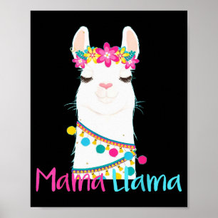 Mama Llama Funny Mother's Day Shirt For Women Mom  Poster