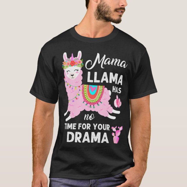 Mama Llama Little Mother's Day Girl Cactus T-Shirt (Front)