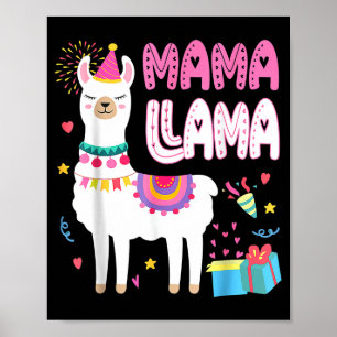 Mama llama mom of the birthday llama birthday poster
