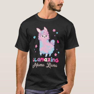 Mama Llama Mum of the Birthday Girl Llamazing Momm T-Shirt