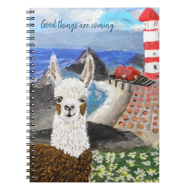 Mama Llama Vacationing at the Seashore Notebook (Front)