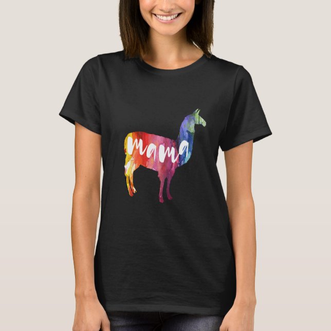 Mama Llama. Watercolor Art T-Shirt (Front)