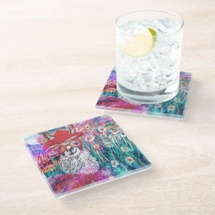 Mama Llama's Day In The Country Glass Coaster