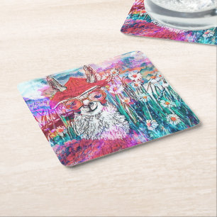 Mama Llama's Day In The Country Square Paper Coas Coaster