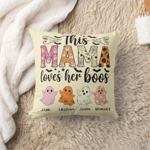 Mama Loves Her Boos Spooky Personalized Halloween Cushion