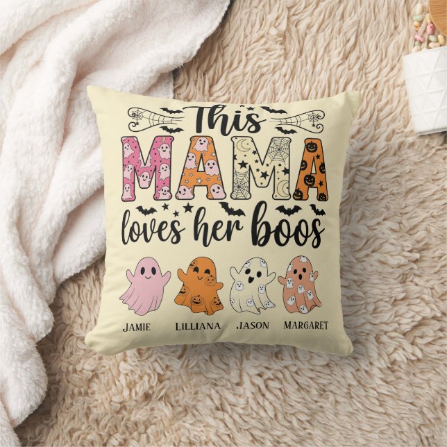 Mama Loves Her Boos Spooky Personalized Halloween Cushion (Blanket)
