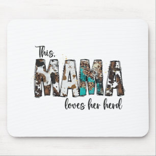 Mama Loves Her Herd Leopard Cowhide For Women Moth Mouse Pad