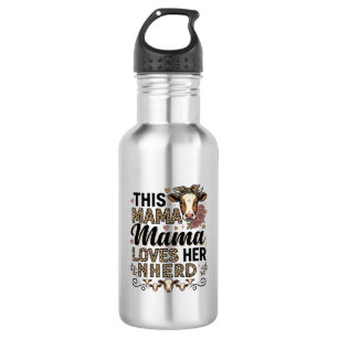 Mama Loves Her Herd Vintage Cow Mum Shirt Design_1 532 Ml Water Bottle