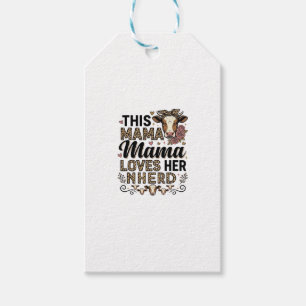 Mama Loves Her Herd Vintage Cow Mum Shirt Design_1 Gift Tags