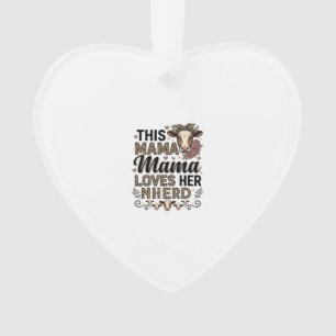 Mama Loves Her Herd Vintage Cow Mum Shirt Design_1 Ornament