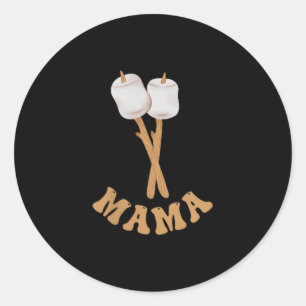 Mama marshmallow happy camper 1st birthday camping classic round sticker
