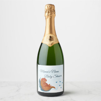 Mama & Me Otter Baby Shower Champagne Sparkling Wine Label