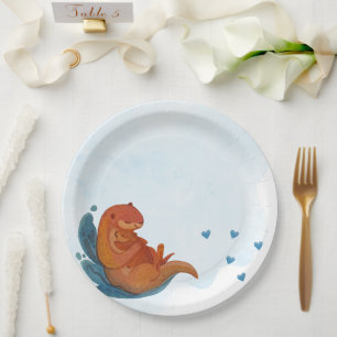 Mama & Me Otter Baby Shower Paper Plate