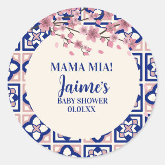 Mama Mia Baby Shower Cherry Blossoms Classic Round Sticker