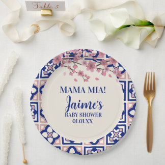 Mama Mia Baby Shower Cherry Blossoms Paper Plate