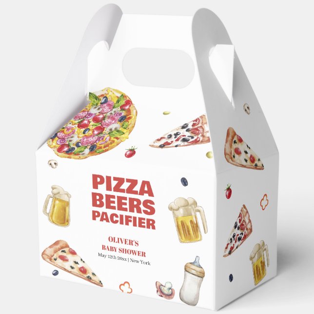 Mama Mia Italian Pizza Beer Pacifier Baby Shower Favour Box (Back)
