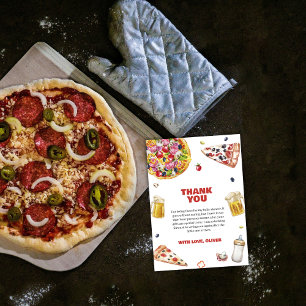 Mama Mia Italian Pizza Beer Pacifier Baby Shower Thank You Card