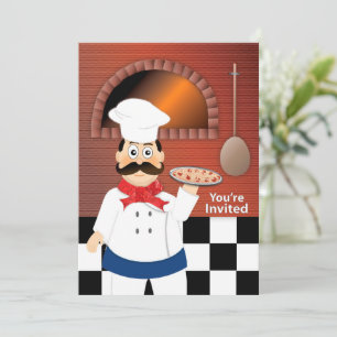 Mama Mia Pizza Fest Chef Making Pizza Invitation