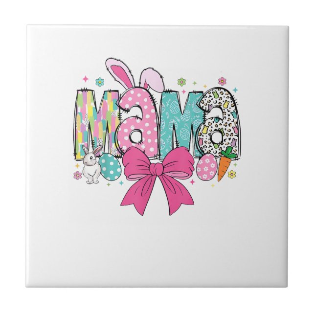 Mama Mini Easter Matching Mama Bunny Easter Day T- Ceramic Tile (Front)