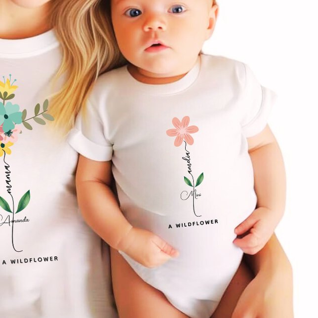 Mama mini matching Custom Wildflower  Baby Bodysuit (Creator Uploaded)