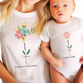 Mama mini matching Custom Wildflower T-Shirt